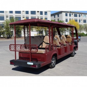 13座復(fù)古電動(dòng)款觀光車 景區(qū)營運(yùn)觀光車 紅色 可租賃銷售