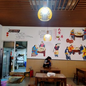 牛肉館墻體彩繪 餐飲火鍋店墻繪上門繪制提供設(shè)計(jì)