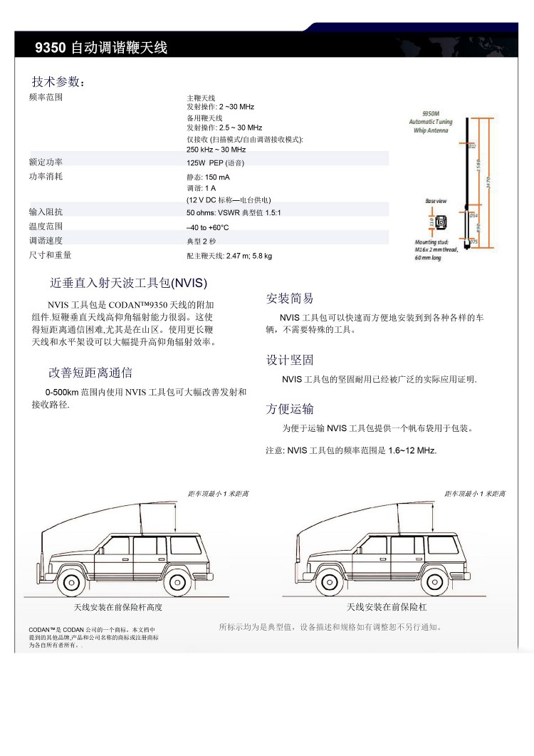 Codan 柯頓 9350參數(shù)手冊_中文-2