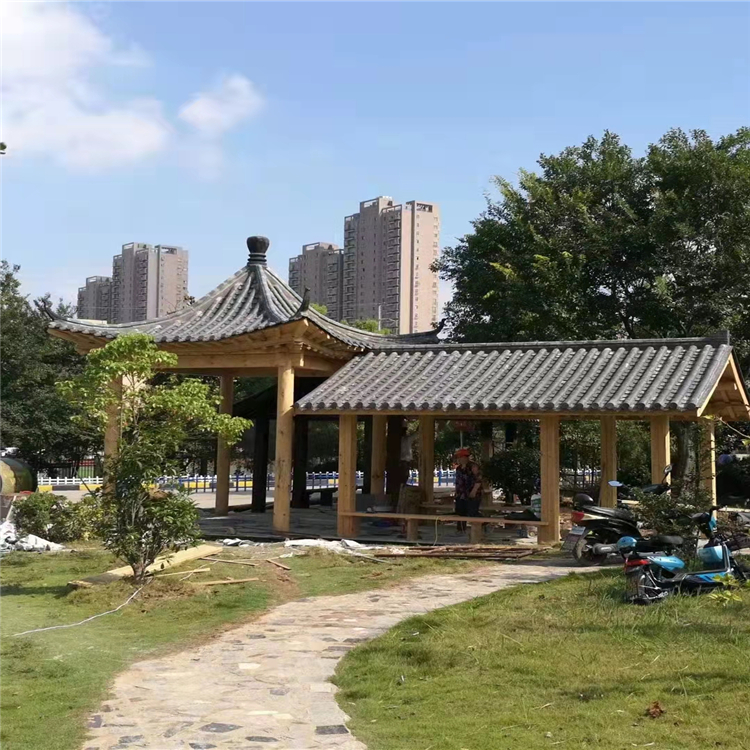 公園小區(qū)景觀防腐木涼亭 融昌達(dá)工廠生產(chǎn)加工建造安裝一體化