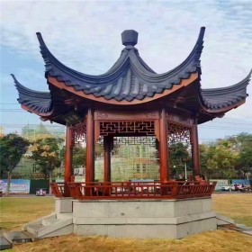 圓林園廠家直銷耐腐蝕景區(qū)公園避暑納涼防腐木涼亭