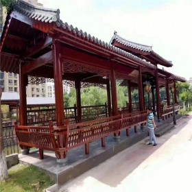 圓林園園林景觀設(shè)計(jì) 花園景區(qū)乘涼防腐木長廊 公園園林景觀走廊