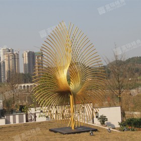 不銹鋼雕塑金屬裝飾電動(dòng)旋轉(zhuǎn)抽象鳳凰雕塑景觀小品