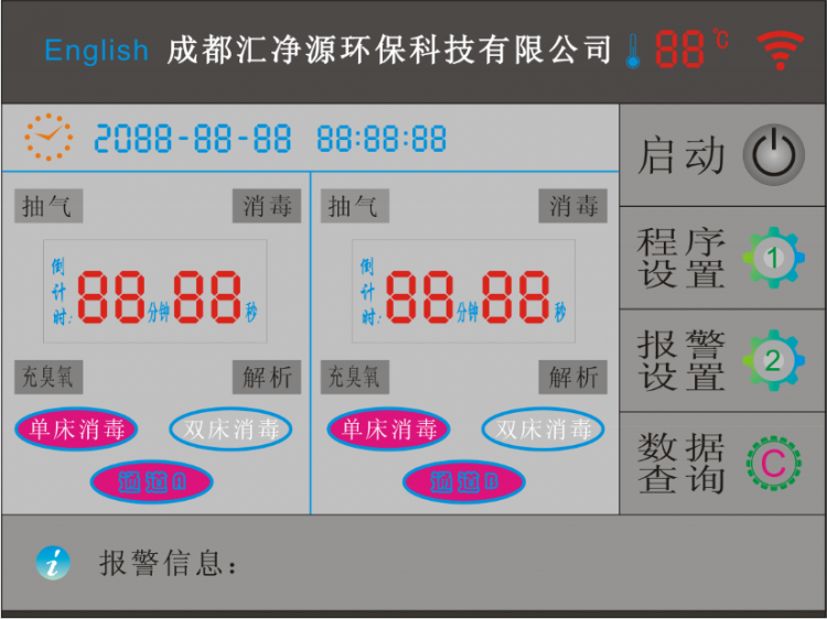 四床床單位消毒機中文顯示屏