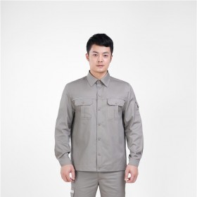 卡其色全棉細(xì)斜紋長(zhǎng)袖套裝 工衣制服工作服廠服