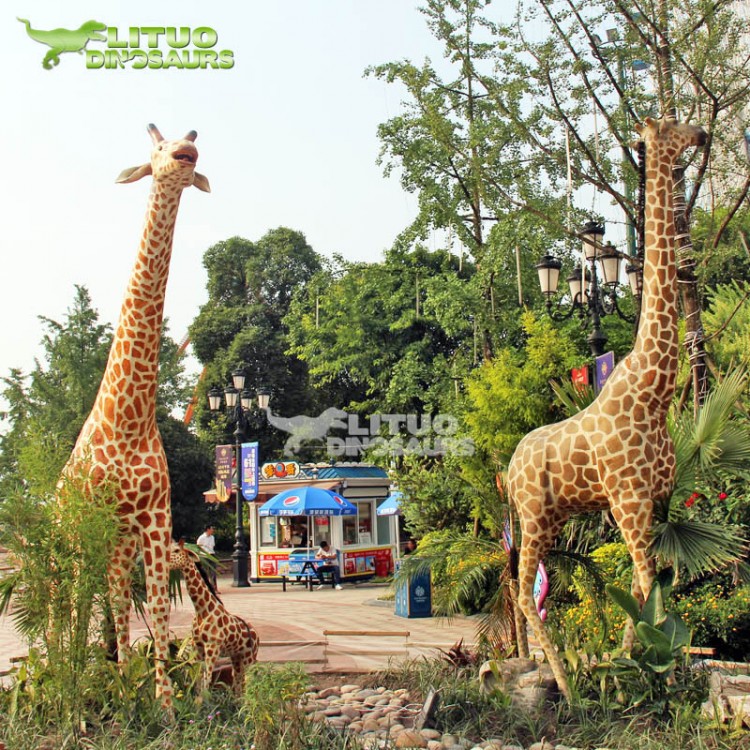 博物館仿真電動動物廠家 長頸鹿動物模型展覽-力拓景觀