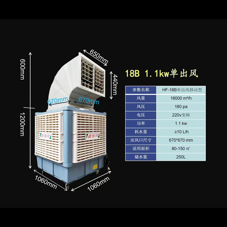 HF-18B單出風(fēng)移動型工業(yè)移動式水冷風(fēng)機(jī) 養(yǎng)殖場環(huán)保降溫水冷空調(diào)