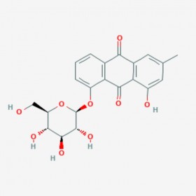 大黃酚-1-O-β-D-葡萄糖苷  大黃酚-1-O-葡萄糖苷  大黃酚甙 C  hrysophanol-1-O-β-D-glucoside